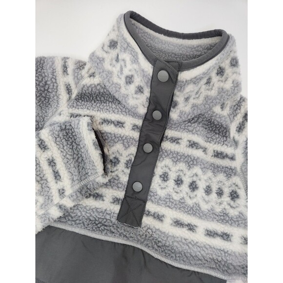 Carhartt Fleece Pullover Women's L White Gray Aztec Relaxed‎ Fit 1/4 Snap - Picture 1 of 8